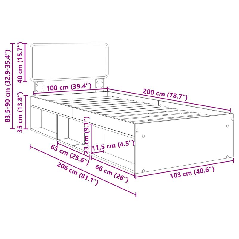 Casa si Gradina - Mobilier - Paturi si accesorii - Paturi - Cadru de pat Stejar artizanal 100 x 200 cm Lemn de pin masiv - Infinity.ro
