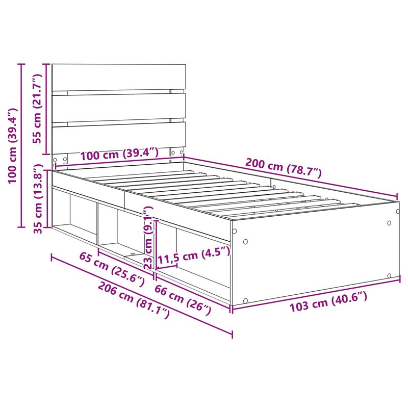 Casa si Gradina - Mobilier - Paturi si accesorii - Paturi - Cadru de pat Lemn vechi 100 x 200 cm Lemn de pin masiv - Infinity.ro