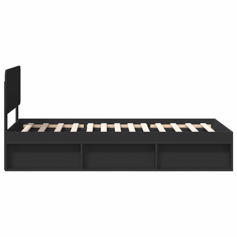 Casa si Gradina - Mobilier - Paturi si accesorii - Paturi - Cadru de pat cu headboard Negru 90 x 190 cm Lemn de pin masiv - Infinity.ro