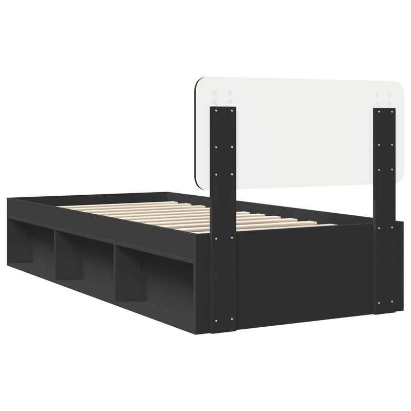 Casa si Gradina - Mobilier - Paturi si accesorii - Paturi - Cadru de pat cu headboard Negru 90 x 190 cm Lemn de pin masiv - Infinity.ro