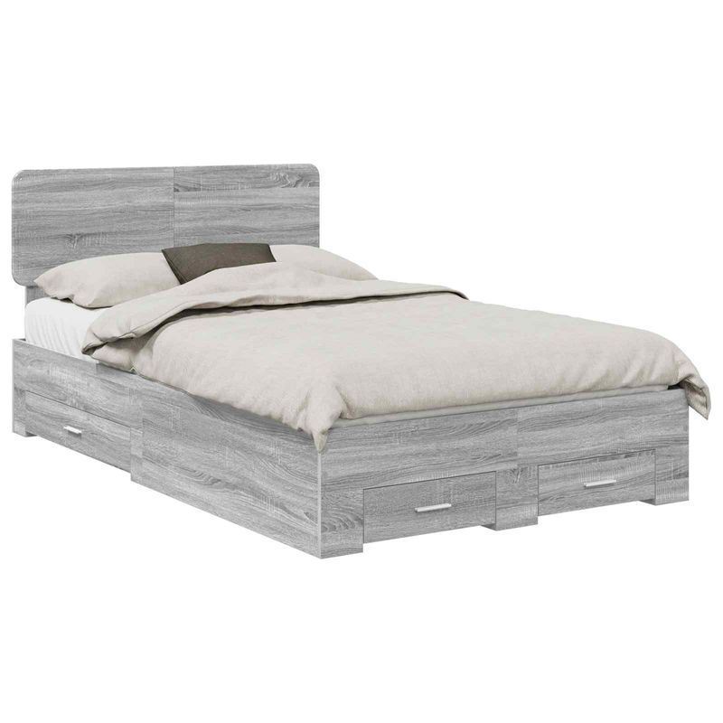 Casa si Gradina - Mobilier - Paturi si accesorii - Paturi - Cadru de pat cu headboard Gri Sonoma 120 x 200 cm Lemn compozit - Infinity.ro