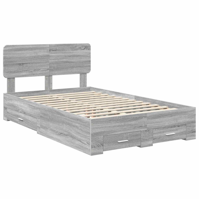Casa si Gradina - Mobilier - Paturi si accesorii - Paturi - Cadru de pat cu headboard Gri Sonoma 120 x 200 cm Lemn compozit - Infinity.ro