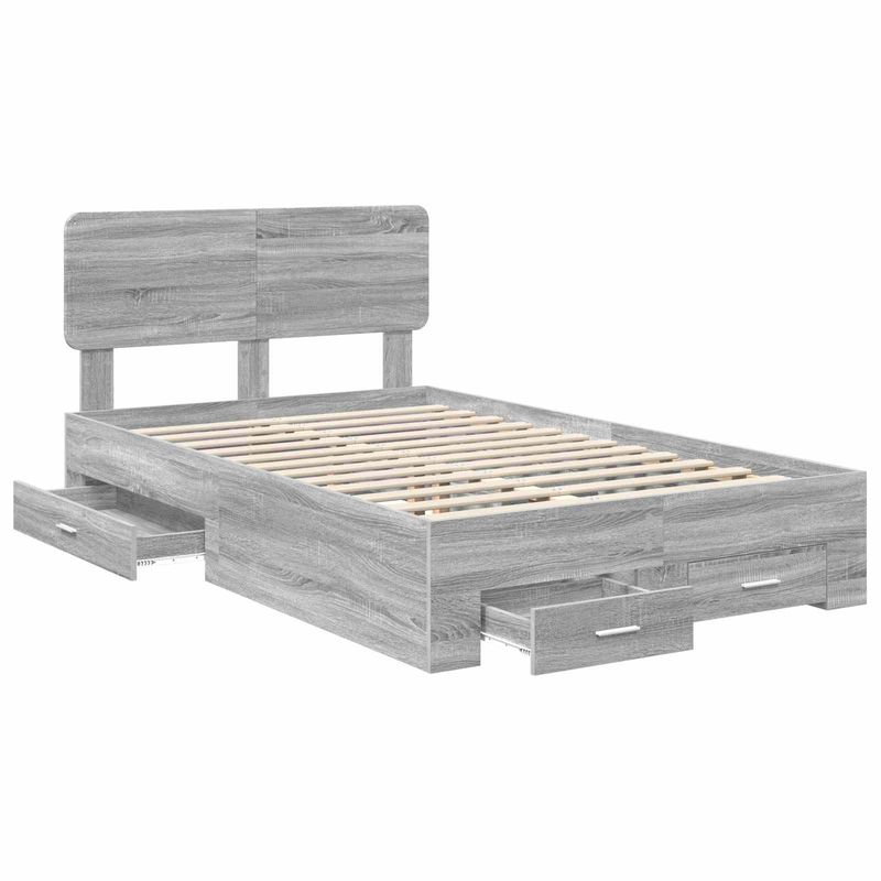 Casa si Gradina - Mobilier - Paturi si accesorii - Paturi - Cadru de pat cu headboard Gri Sonoma 120 x 200 cm Lemn compozit - Infinity.ro