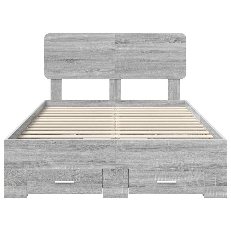 Casa si Gradina - Mobilier - Paturi si accesorii - Paturi - Cadru de pat cu headboard Gri Sonoma 120 x 200 cm Lemn compozit - Infinity.ro