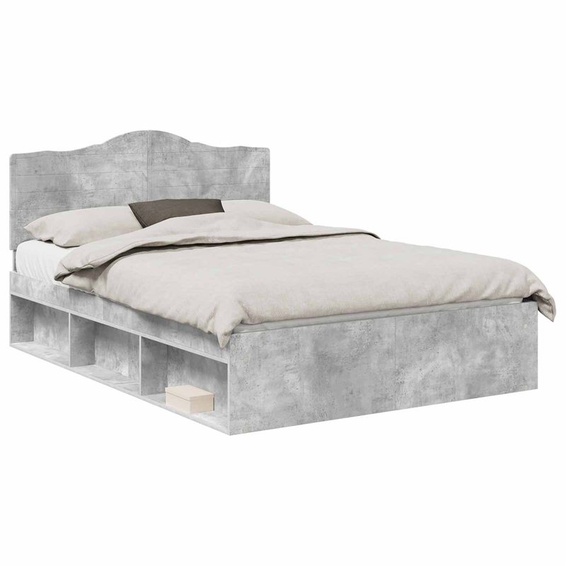 Casa si Gradina - Mobilier - Paturi si accesorii - Paturi - Cadru de pat cu headboard Beton 140 x 200 cm Lemn de pin masiv - Infinity.ro