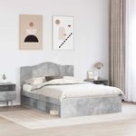 Casa si Gradina - Mobilier - Paturi si accesorii - Paturi - Cadru de pat cu headboard Beton 140 x 200 cm Lemn de pin masiv - Infinity.ro