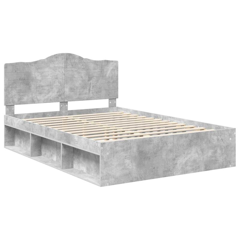 Casa si Gradina - Mobilier - Paturi si accesorii - Paturi - Cadru de pat cu headboard Beton 140 x 200 cm Lemn de pin masiv - Infinity.ro
