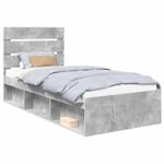 Casa si Gradina - Mobilier - Paturi si accesorii - Paturi - Cadru de pat Gri Concret 75 x 190 cm Lemn de pin masiv - Infinity.ro