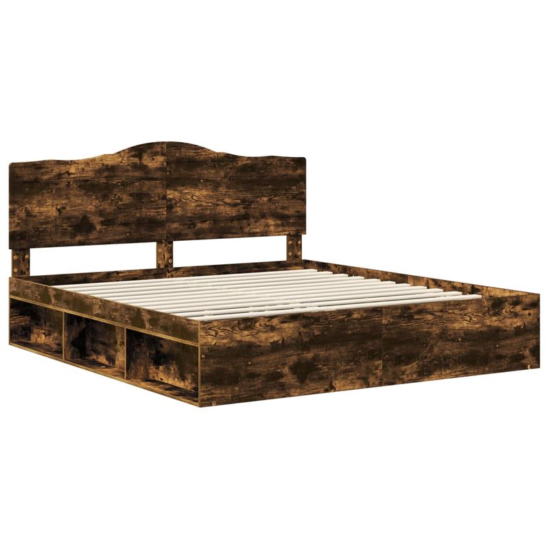 Casa si Gradina - Mobilier - Paturi si accesorii - Paturi - Cadru de pat Stejar fumuriu 180 x 200 cm Lemn de pin masiv - Infinity.ro