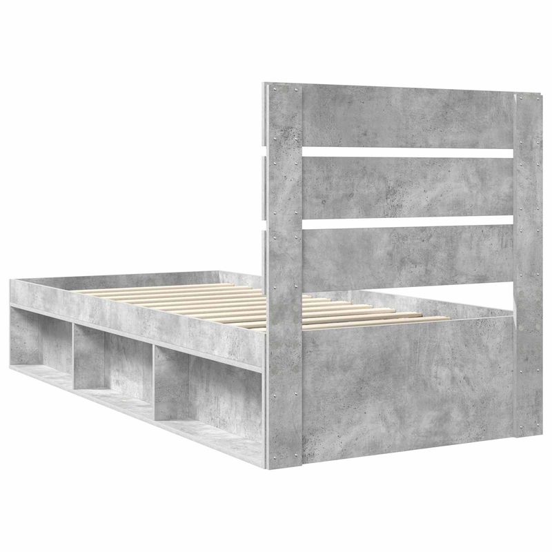 Casa si Gradina - Mobilier - Paturi si accesorii - Paturi - Cadru de pat Gri Concret 75 x 190 cm Lemn de pin masiv - Infinity.ro
