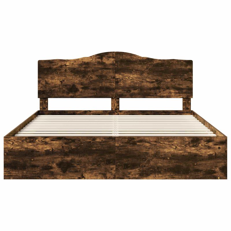 Casa si Gradina - Mobilier - Paturi si accesorii - Paturi - Cadru de pat Stejar fumuriu 180 x 200 cm Lemn de pin masiv - Infinity.ro