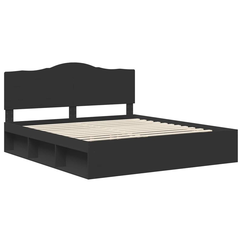 Casa si Gradina - Mobilier - Paturi si accesorii - Paturi - Cadru de pat cu headboard Negru 180 x 200 cm Lemn de pin masiv - Infinity.ro