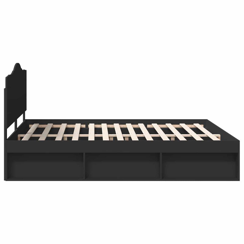 Casa si Gradina - Mobilier - Paturi si accesorii - Paturi - Cadru de pat cu headboard Negru 180 x 200 cm Lemn de pin masiv - Infinity.ro