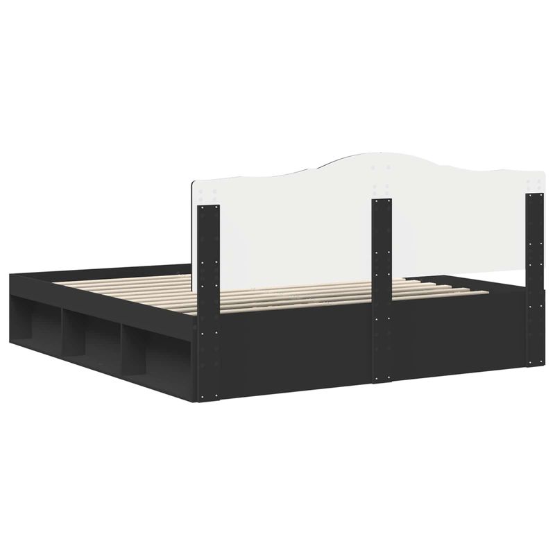Casa si Gradina - Mobilier - Paturi si accesorii - Paturi - Cadru de pat cu headboard Negru 180 x 200 cm Lemn de pin masiv - Infinity.ro