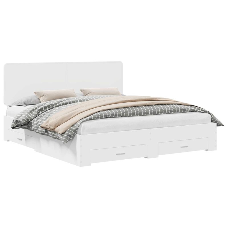 Casa si Gradina - Mobilier - Paturi si accesorii - Paturi - Cadru de pat cu headboard Alb 180 x 200 cm Lemn compozit - Infinity.ro