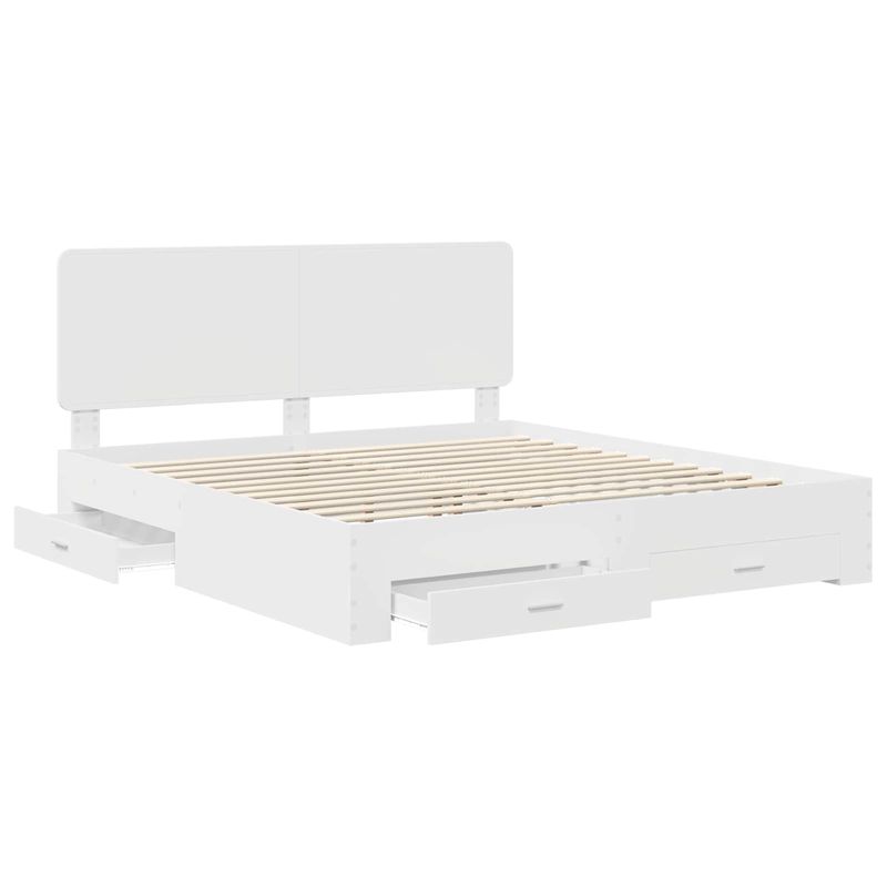 Casa si Gradina - Mobilier - Paturi si accesorii - Paturi - Cadru de pat cu headboard Alb 180 x 200 cm Lemn compozit - Infinity.ro