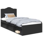 Casa si Gradina - Mobilier - Paturi si accesorii - Paturi - Cadru de pat cu headboard Negru 90 x 200 cm Lemn de pin masiv - Infinity.ro