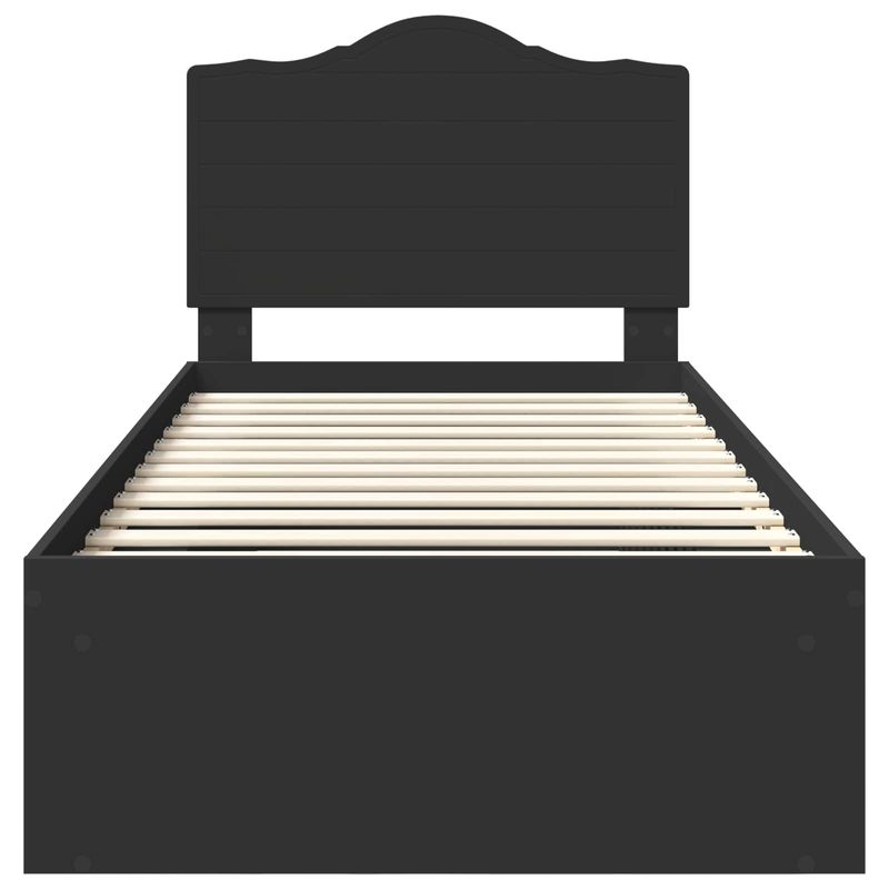 Casa si Gradina - Mobilier - Paturi si accesorii - Paturi - Cadru de pat cu headboard Negru 90 x 200 cm Lemn de pin masiv - Infinity.ro
