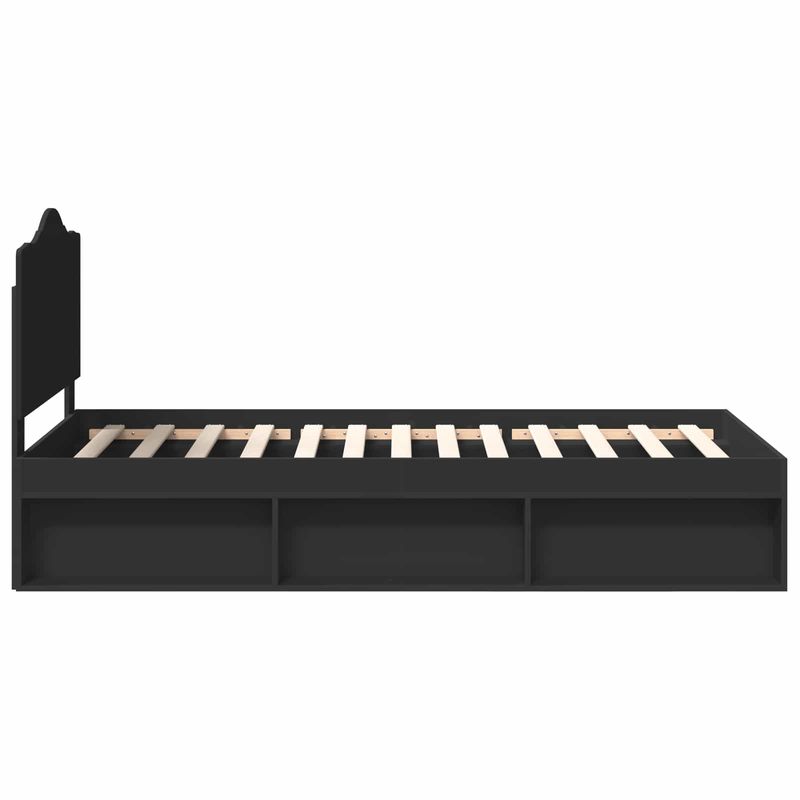 Casa si Gradina - Mobilier - Paturi si accesorii - Paturi - Cadru de pat cu headboard Negru 90 x 200 cm Lemn de pin masiv - Infinity.ro