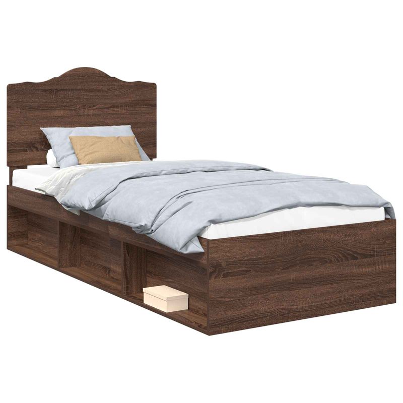 Casa si Gradina - Mobilier - Paturi si accesorii - Paturi - Cadru de pat Stejar inchis 90 x 200 cm Lemn de pin masiv - Infinity.ro
