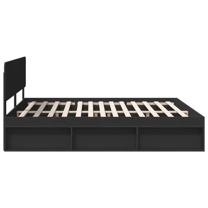 Casa si Gradina - Mobilier - Paturi si accesorii - Paturi - Cadru de pat cu headboard Negru 180 x 200 cm Lemn de pin masiv - Infinity.ro