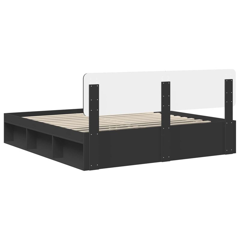 Casa si Gradina - Mobilier - Paturi si accesorii - Paturi - Cadru de pat cu headboard Negru 180 x 200 cm Lemn de pin masiv - Infinity.ro