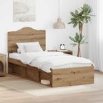 Casa si Gradina - Mobilier - Paturi si accesorii - Paturi - Cadru de pat Stejar artizanal 90 x 190 cm Lemn de pin masiv - Infinity.ro