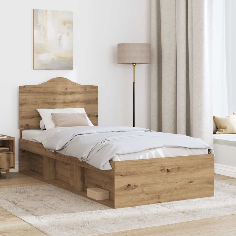 Casa si Gradina - Mobilier - Paturi si accesorii - Paturi - Cadru de pat Stejar artizanal 90 x 190 cm Lemn de pin masiv - Infinity.ro