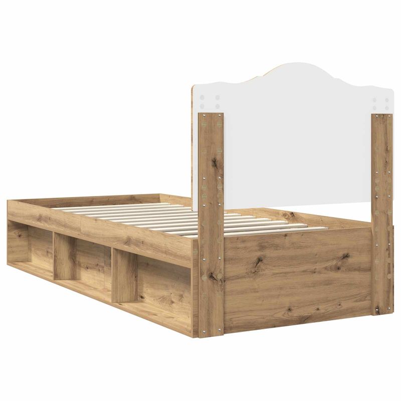 Casa si Gradina - Mobilier - Paturi si accesorii - Paturi - Cadru de pat Stejar artizanal 90 x 190 cm Lemn de pin masiv - Infinity.ro