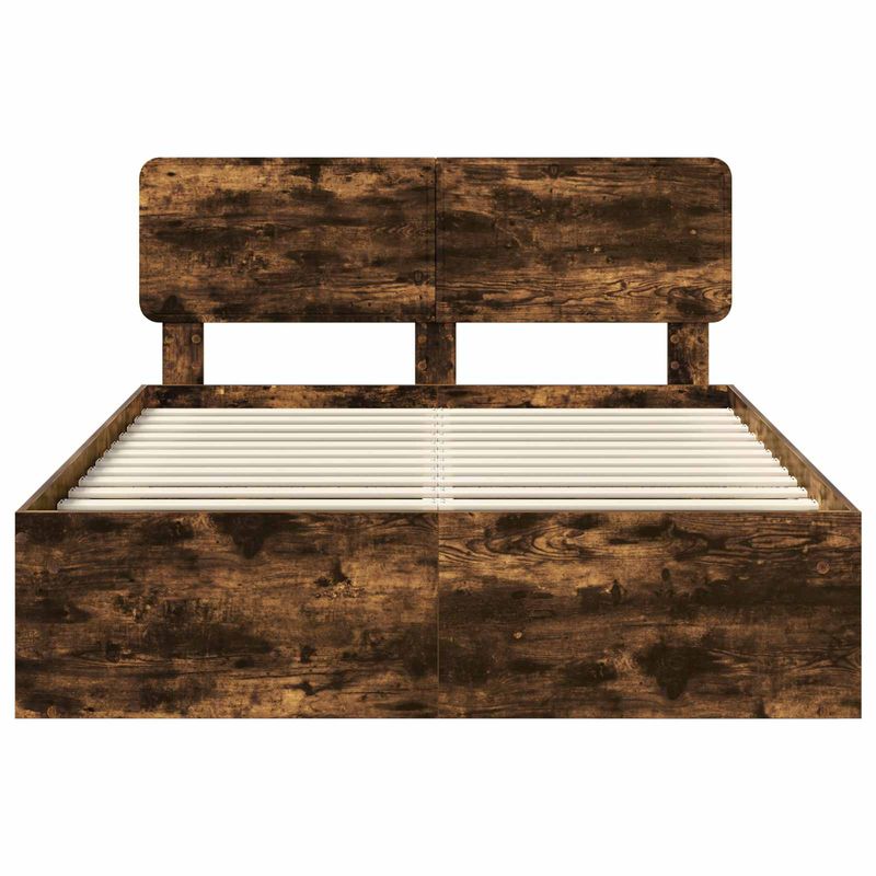 Casa si Gradina - Mobilier - Paturi si accesorii - Paturi - Cadru de pat Stejar fumuriu 140 x 190 cm Lemn de pin masiv - Infinity.ro