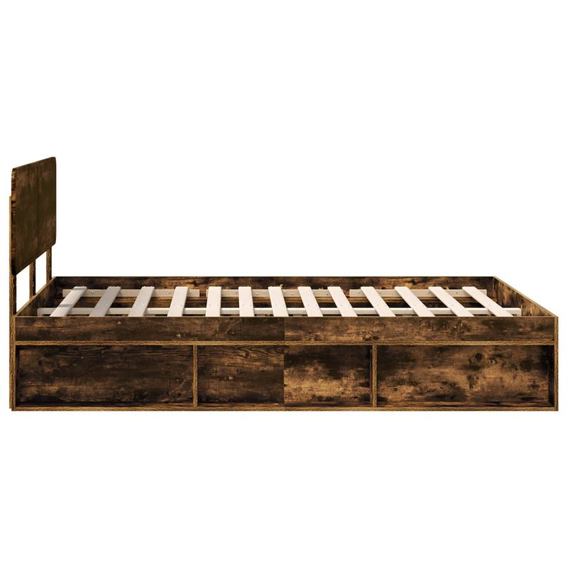 Casa si Gradina - Mobilier - Paturi si accesorii - Paturi - Cadru de pat Stejar fumuriu 140 x 190 cm Lemn de pin masiv - Infinity.ro