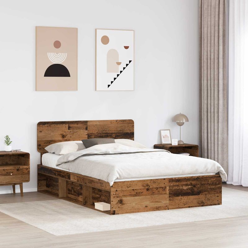 Casa si Gradina - Mobilier - Paturi si accesorii - Paturi - Cadru de pat Lemn vechi 140 x 190 cm Lemn de pin masiv - Infinity.ro