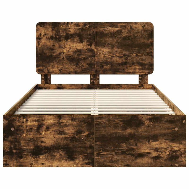 Casa si Gradina - Mobilier - Paturi si accesorii - Paturi - Cadru de pat Stejar fumuriu 135 x 190 cm Lemn de pin masiv - Infinity.ro