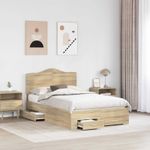 Casa si Gradina - Mobilier - Paturi si accesorii - Paturi - Cadru de pat cu sertar Stejar Sonoma 135 x 190 cm Lemn compozit - Infinity.ro