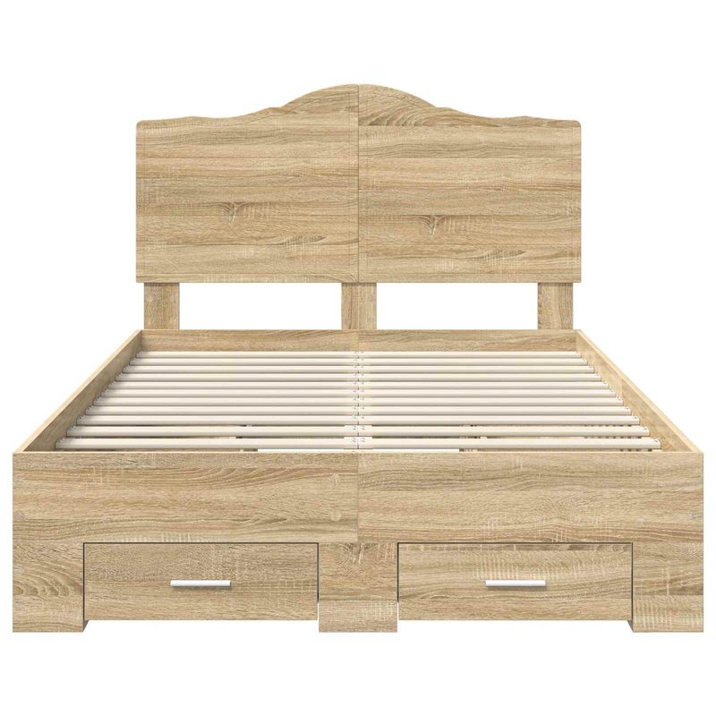 Casa si Gradina - Mobilier - Paturi si accesorii - Paturi - Cadru de pat cu sertar Stejar Sonoma 135 x 190 cm Lemn compozit - Infinity.ro