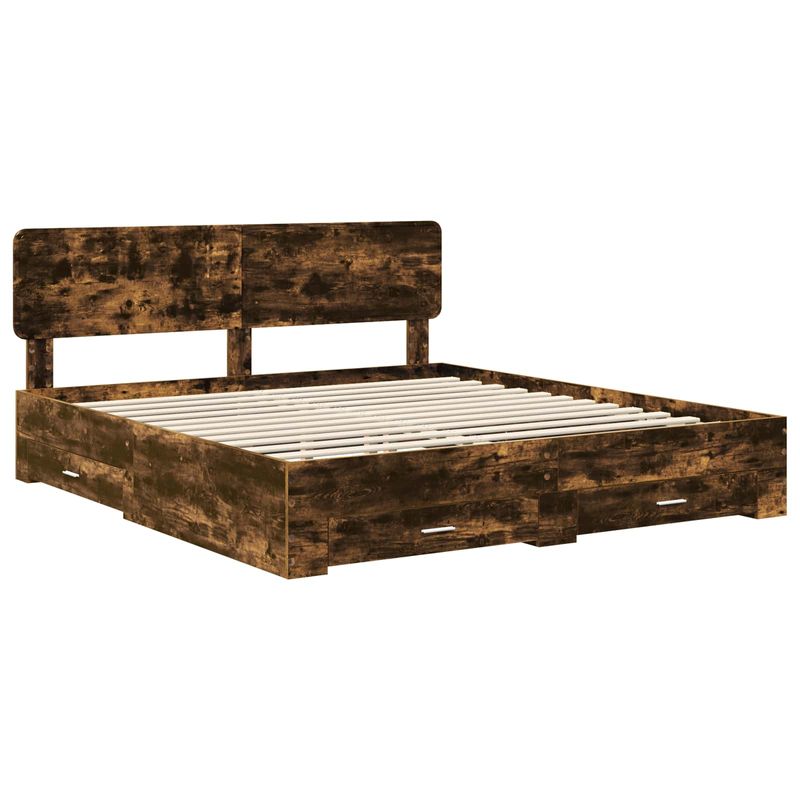 Casa si Gradina - Mobilier - Paturi si accesorii - Paturi - Cadru de pat Stejar fumuriu 200 x 200 cm Lemn compozit - Infinity.ro