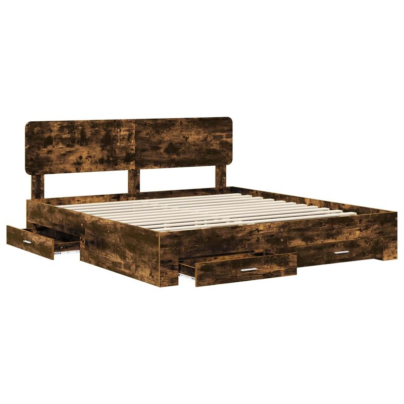 Casa si Gradina - Mobilier - Paturi si accesorii - Paturi - Cadru de pat Stejar fumuriu 200 x 200 cm Lemn compozit - Infinity.ro