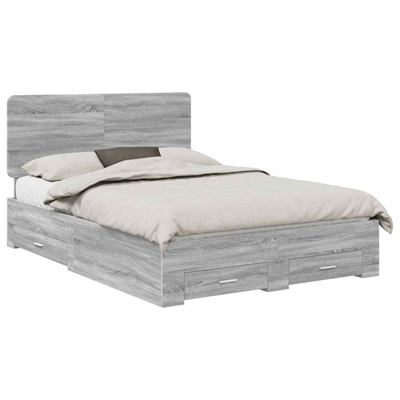 Casa si Gradina - Mobilier - Paturi si accesorii - Paturi - Cadru de pat cu headboard Gri Sonoma 150 x 200 cm Lemn compozit - Infinity.ro