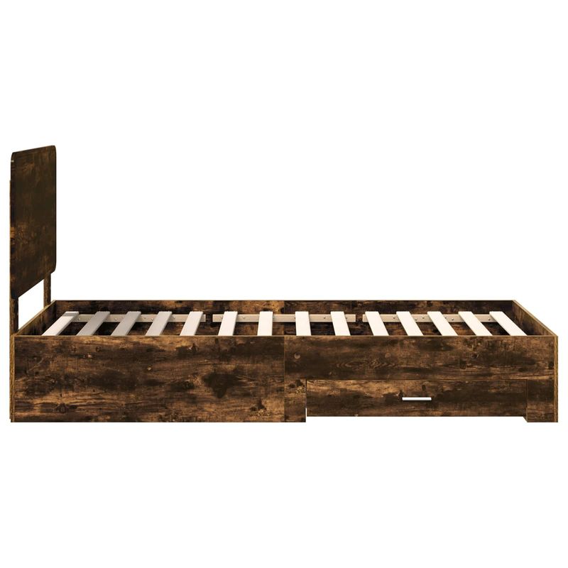 Casa si Gradina - Mobilier - Paturi si accesorii - Paturi - Cadru de pat cu sertar Stejar fumuriu 90 x 190 cm Lemn compozit - Infinity.ro