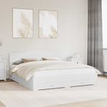 Casa si Gradina - Mobilier - Paturi si accesorii - Paturi - Cadru de pat cu headboard Alb 200 x 200 cm Lemn compozit - Infinity.ro