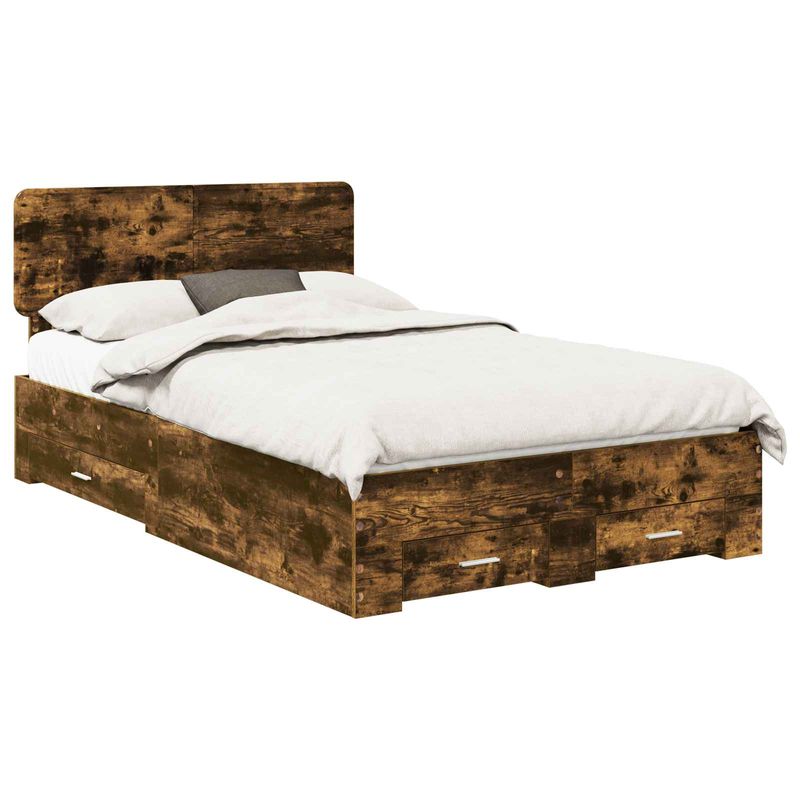 Casa si Gradina - Mobilier - Paturi si accesorii - Paturi - Cadru de pat Stejar fumuriu 120 x 190 cm Lemn compozit - Infinity.ro