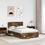 Casa si Gradina - Mobilier - Paturi si accesorii - Paturi - Cadru de pat Stejar fumuriu 120 x 190 cm Lemn compozit - Infinity.ro