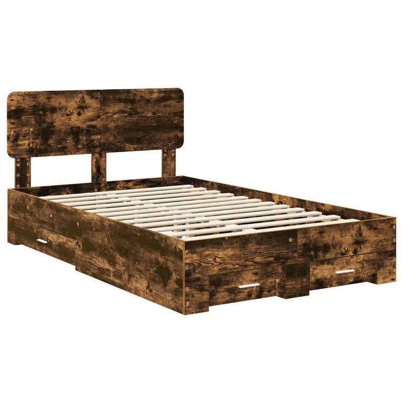 Casa si Gradina - Mobilier - Paturi si accesorii - Paturi - Cadru de pat Stejar fumuriu 120 x 190 cm Lemn compozit - Infinity.ro