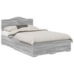 Casa si Gradina - Mobilier - Paturi si accesorii - Paturi - Cadru de pat cu headboard Gri Sonoma 135 x 190 cm Lemn compozit - Infinity.ro