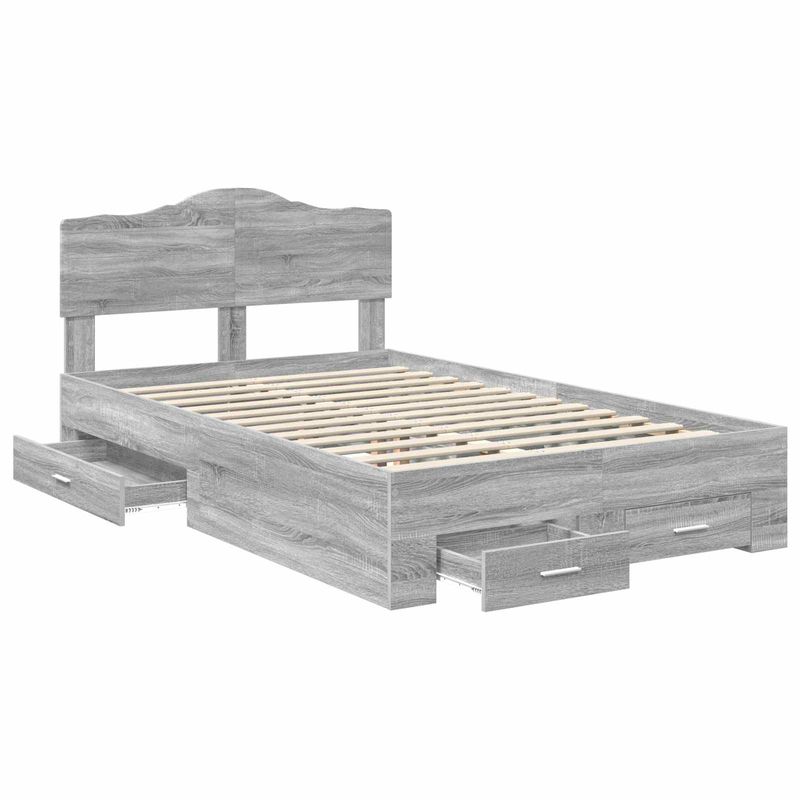 Casa si Gradina - Mobilier - Paturi si accesorii - Paturi - Cadru de pat cu headboard Gri Sonoma 135 x 190 cm Lemn compozit - Infinity.ro