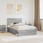 Casa si Gradina - Mobilier - Paturi si accesorii - Paturi - Cadru de pat Gri Sonoma 135 x 190 cm Lemn de pin masiv - Infinity.ro