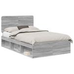 Casa si Gradina - Mobilier - Paturi si accesorii - Paturi - Cadru de pat Gri Sonoma 135 x 190 cm Lemn de pin masiv - Infinity.ro