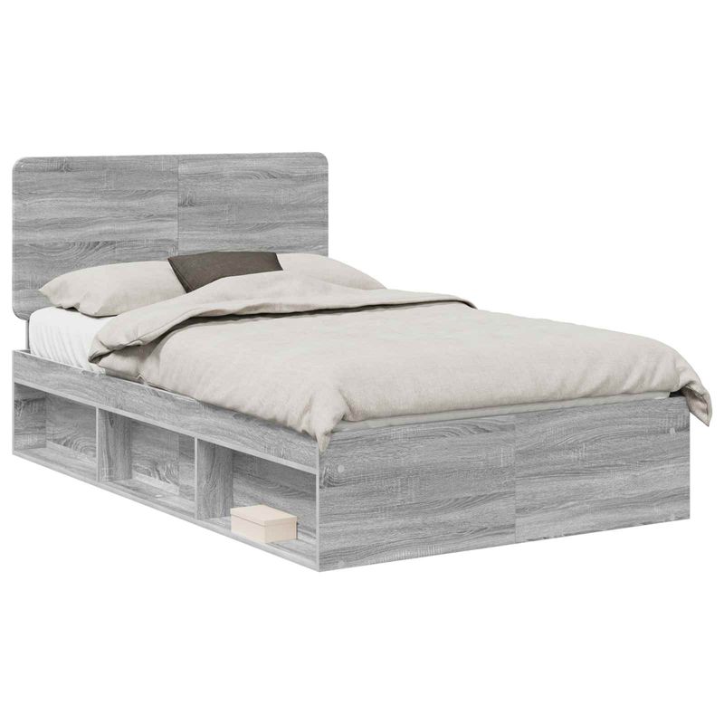 Casa si Gradina - Mobilier - Paturi si accesorii - Paturi - Cadru de pat Gri Sonoma 135 x 190 cm Lemn de pin masiv - Infinity.ro