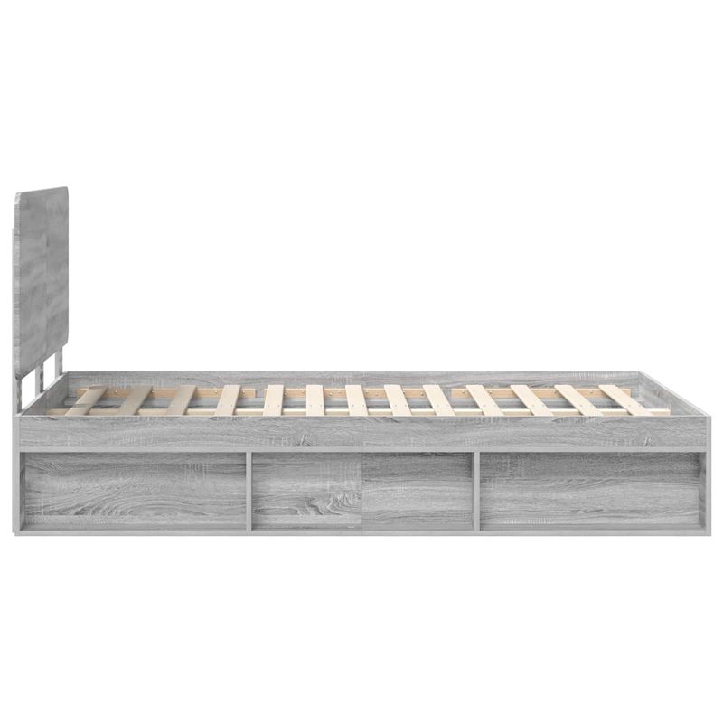 Casa si Gradina - Mobilier - Paturi si accesorii - Paturi - Cadru de pat Gri Sonoma 135 x 190 cm Lemn de pin masiv - Infinity.ro