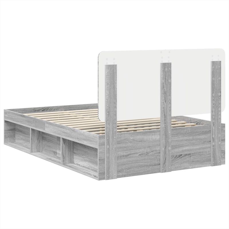 Casa si Gradina - Mobilier - Paturi si accesorii - Paturi - Cadru de pat Gri Sonoma 135 x 190 cm Lemn de pin masiv - Infinity.ro